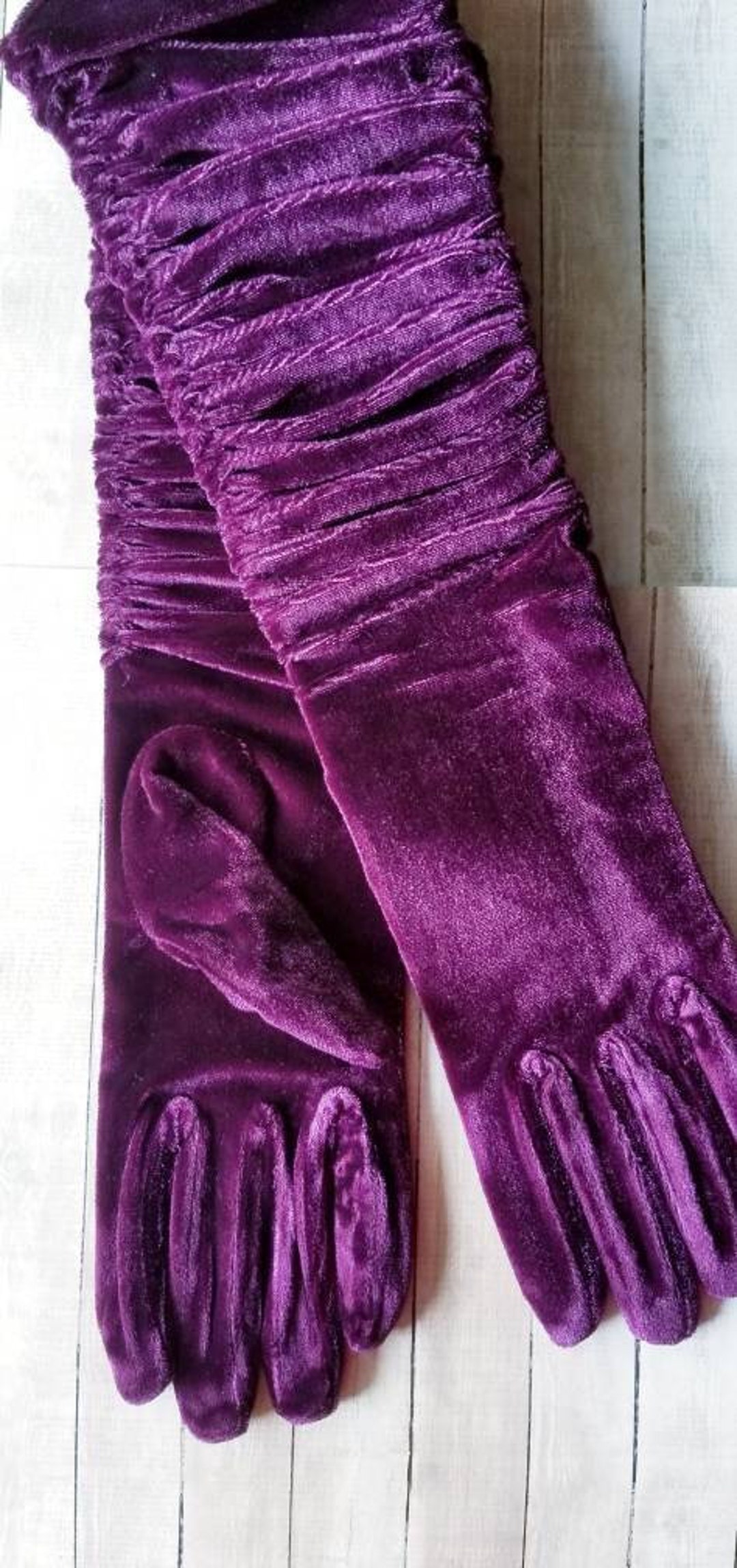Long Purple Velvet Gloves main image 1