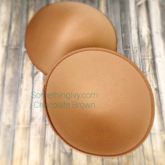 Choose Size Chocolate Brown Round Nude Cups, Foam Bra Cups, Sew in