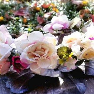 Multi Color Flower Crown Wreath - Boho Bridal Headpiece - Natural Wedding Hair Wreath - Bridal Halo - Flower Crown