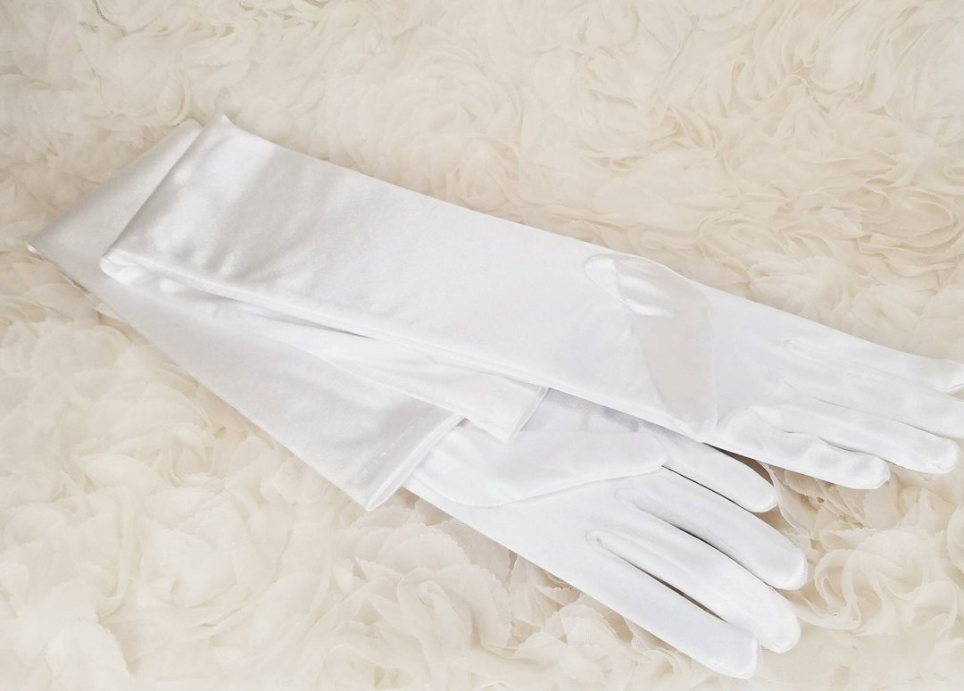 23 Long White Opera Gloves Satin Formal Wear Gloves Costume Gloves