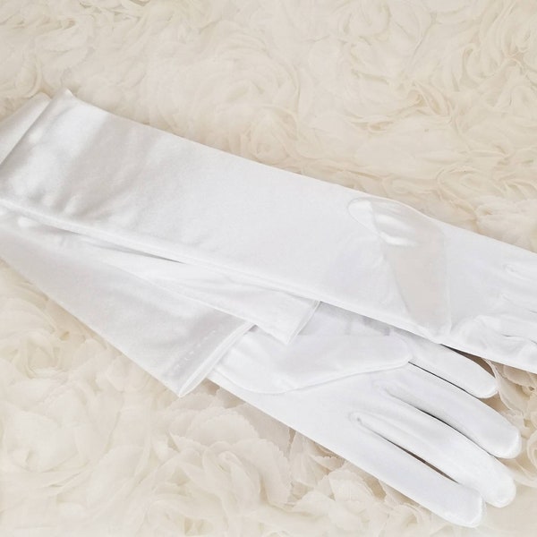 23" Long - White Opera Gloves Satin - Formal Wear Gloves - Costume Gloves  - Bridal Satin Gloves - Debutante Gloves - Satin Gloves
