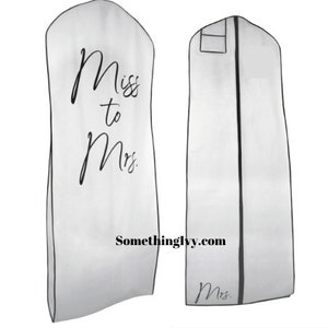 Fast Ship - White Black/White Miss to Mrs Garment Bag, Wedding Gown Bags, Bride Garment Bags,  Acid Free Garment Bag - Bride Gown Bag