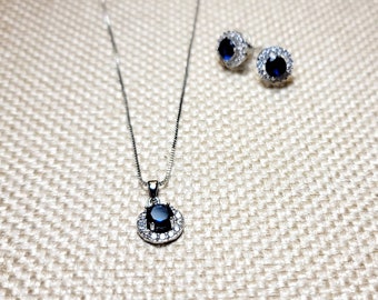 Matching Set - Sapphire Blue Necklace, Bracelet and Earrings - Royal Blue Necklace - Midnight Blue Necklace - Navy Blue Necklace