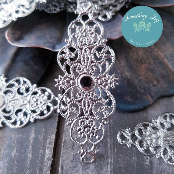 7 Pack - Silver Filigree  Findings - Filigree Findings Silver- Filigree Connectors - Earring Findings - Filigree Pendant  - Hair Filigree