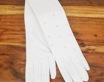 Strass Matte Satin Handschuhe - Abendgarderobe Strass Handschuhe - Kostüm Handschuhe mit Strass - Lange Kristall Handschuhe - Braut Handschuhe