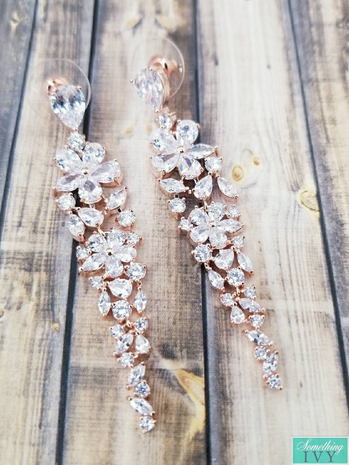 Rose Gold Chandelier Earrings Rose Gold Chandelier Earrings Etsy