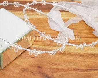 Fast Ship - White Ribbon Stefana Seed Beads Greek Stefana, Greek Wedding Crowns, Greek Orthodox, Orthodox Wedding Crowns, Stefana Tradition