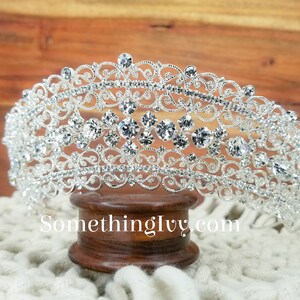 Ship Fast - 2&quot; Silver Crystal Crown - Silver High Tiara - Sweet 16 Silver Crown - Quince Crowns - Wedding Crown - Reign Crowns