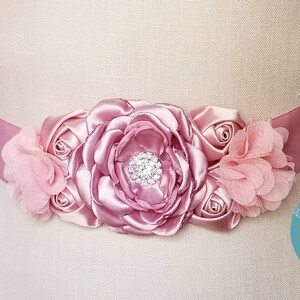 Blush Rose Satin Sash, Pink Wedding Belt, Blush Bridal Sash, Flower Pink Sash, Blush Bridal Belts