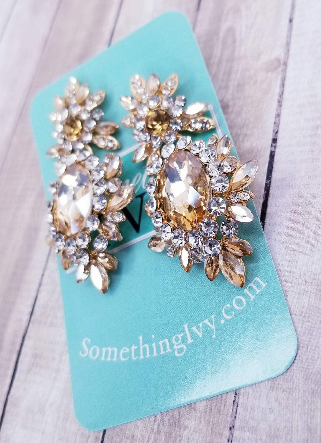 Champagne Burst Earrings - Clip