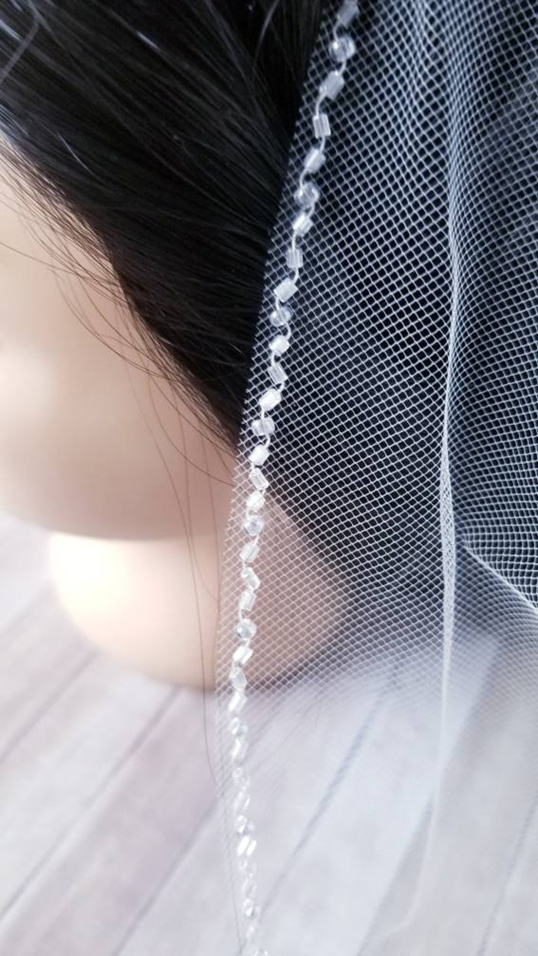 48l Bugle Beaded Edge Beaded Wedding Veils Bugle Beaded Wedding Veils Simple Beaded Veils Etsy