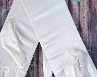 Ring Finger Opening - Opera Gloves Satin - Formal Wear Gloves - Costume Gloves  - Satin Gloves - Bridal Satin Gloves - Debutante