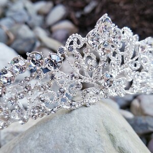 Ship Fast - 1.75&quot; Silver Crystal Crown - Silver High Tiara - Sweet 16 Silver Crown - Quince Crowns - Wedding Crown - Reign Crowns