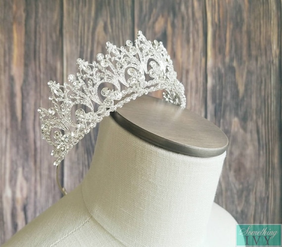 Crystal Rhinestone Silver Tiara Headband s-l400.jpg main image 4