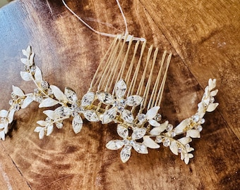 Gold Beaded Hair Clip - Gold Wedding Hair Comb- Bridal Combs - Gold Hair Combs