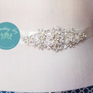 Brooch or Gold Sash, Gold Wedding Belt, Gold Bridal Sash, Ivory Ribbon Belt, Gold Rhinestone Belt, Gold Bridal Belts, Gold Brooch