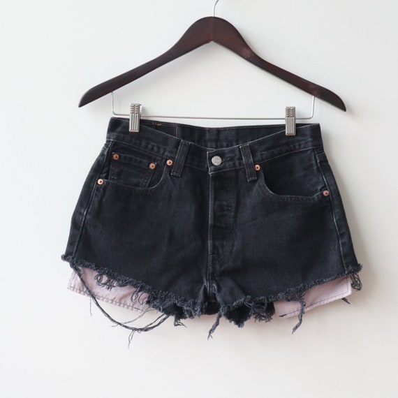 Vintage Levi's 501 Black Denim Shorts Size 30 - image 2