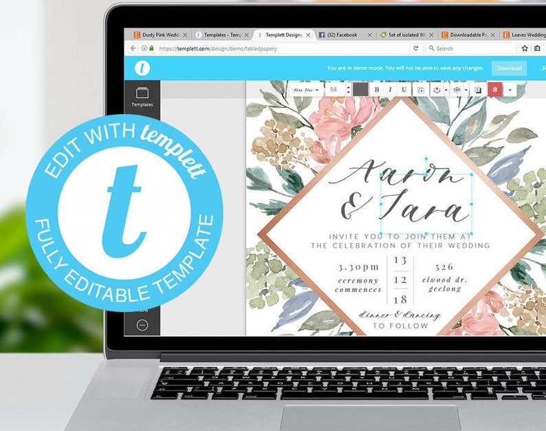 Paddle Program Templett DIY Wedding Ceremony Editable pdf Printable Wedding Program INSTANT DOWNLOAD Program Fan Berrypress Navy Blue