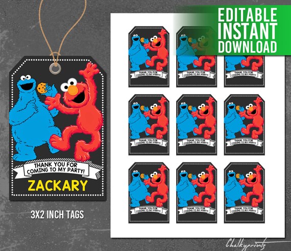 Sesame Street Thank You Tag Card File Digital By