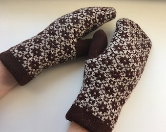 Winter double knit mittens, Christmas wool mittens, Norwegian double mittens, Winter wool mittens, Mens knitted mittens, Christmas gift