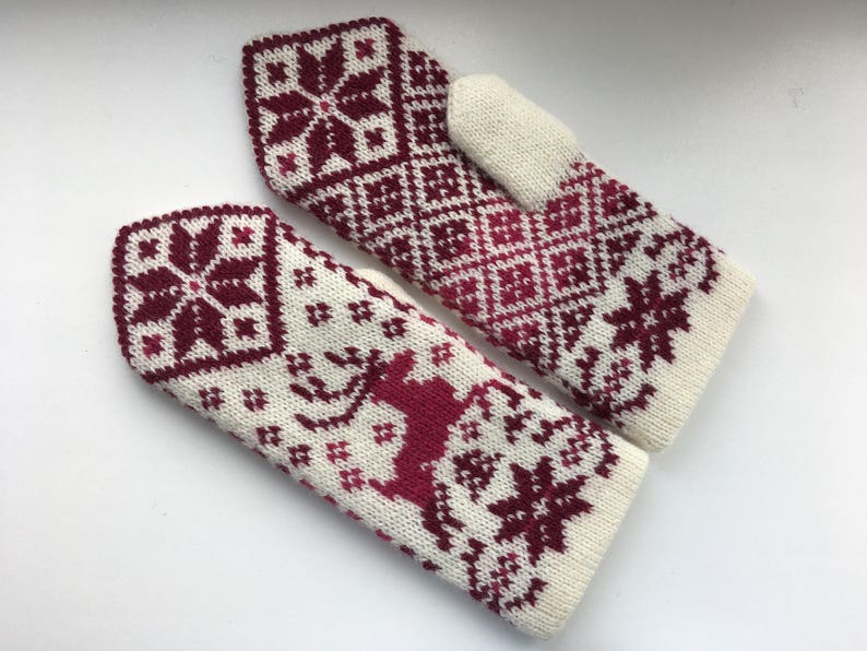 Nordic Double Knit Mittens Norwegian Wool Mittens Winter - Etsy