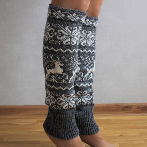  Nordic Pattern Alpine Snowflake Leg Warmers -Cozy