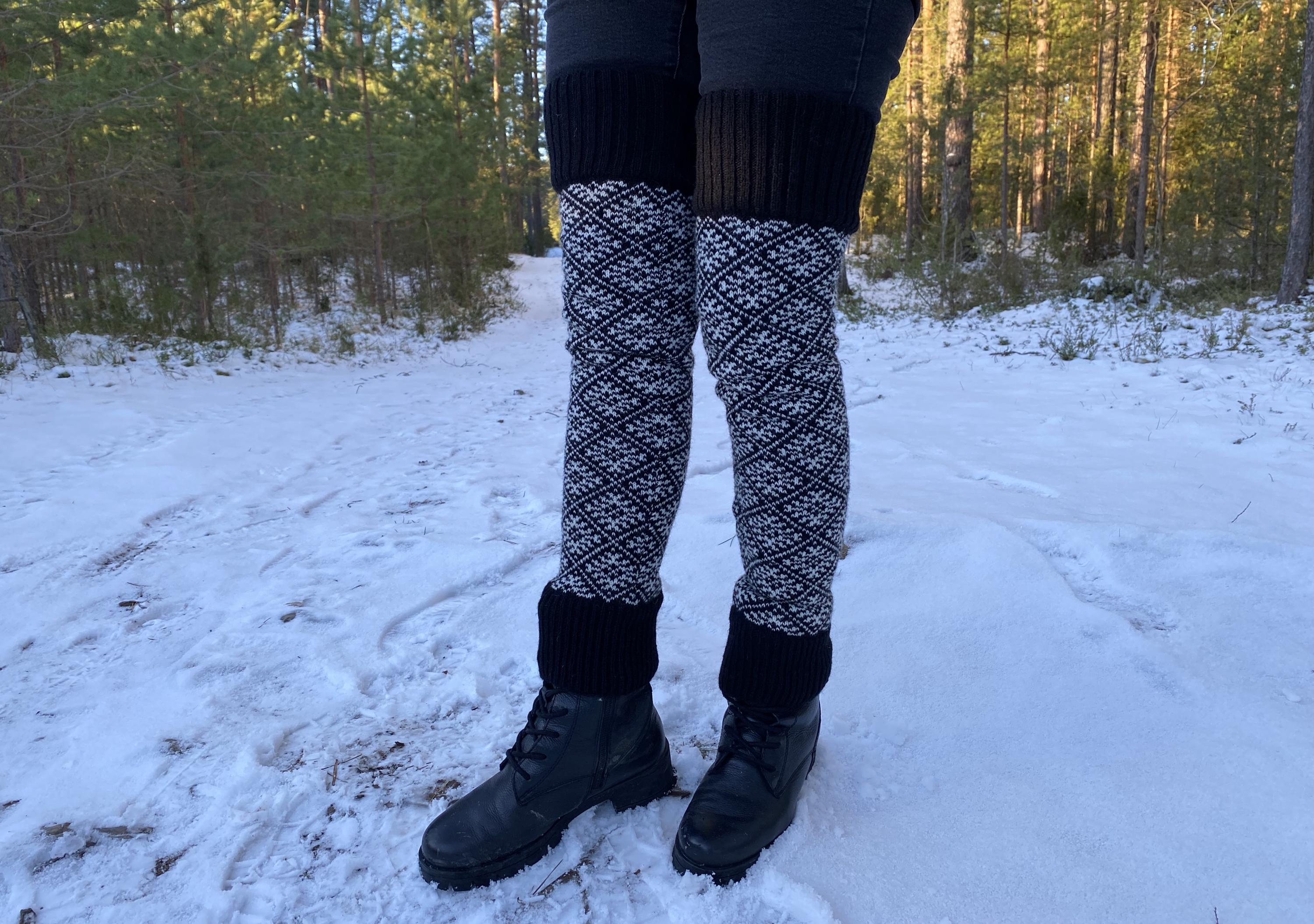 Nordic Wool Long Leg Warmers: Estonian Knit Christmas Gift