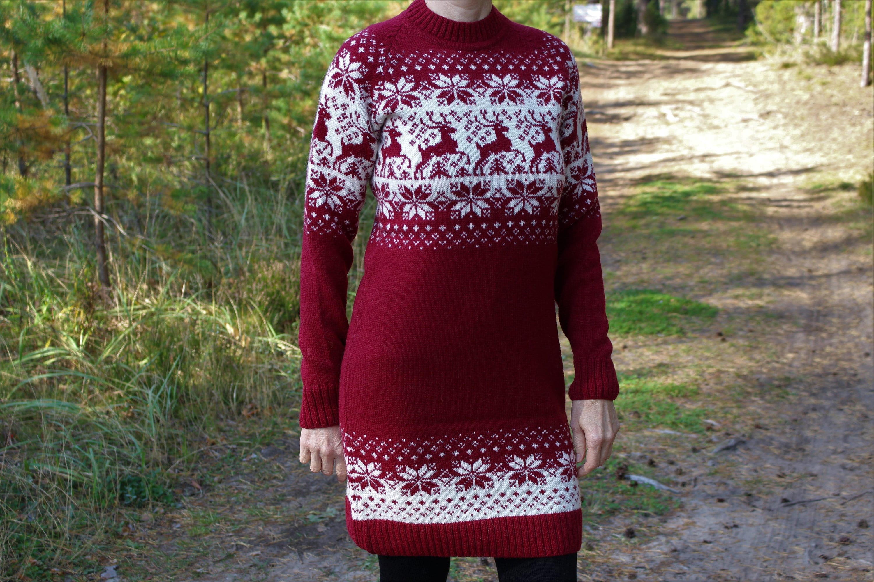 woolen christmas dress Handmade Wool Sweater Dress: Red Reindeer Knit and you can find