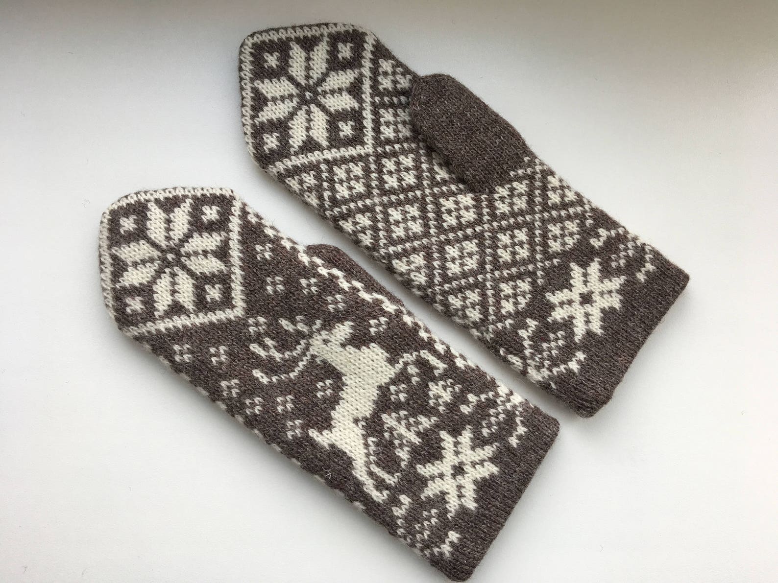 Nordic Double Knit Mittens Norwegian Wool Mittens Beige | Etsy