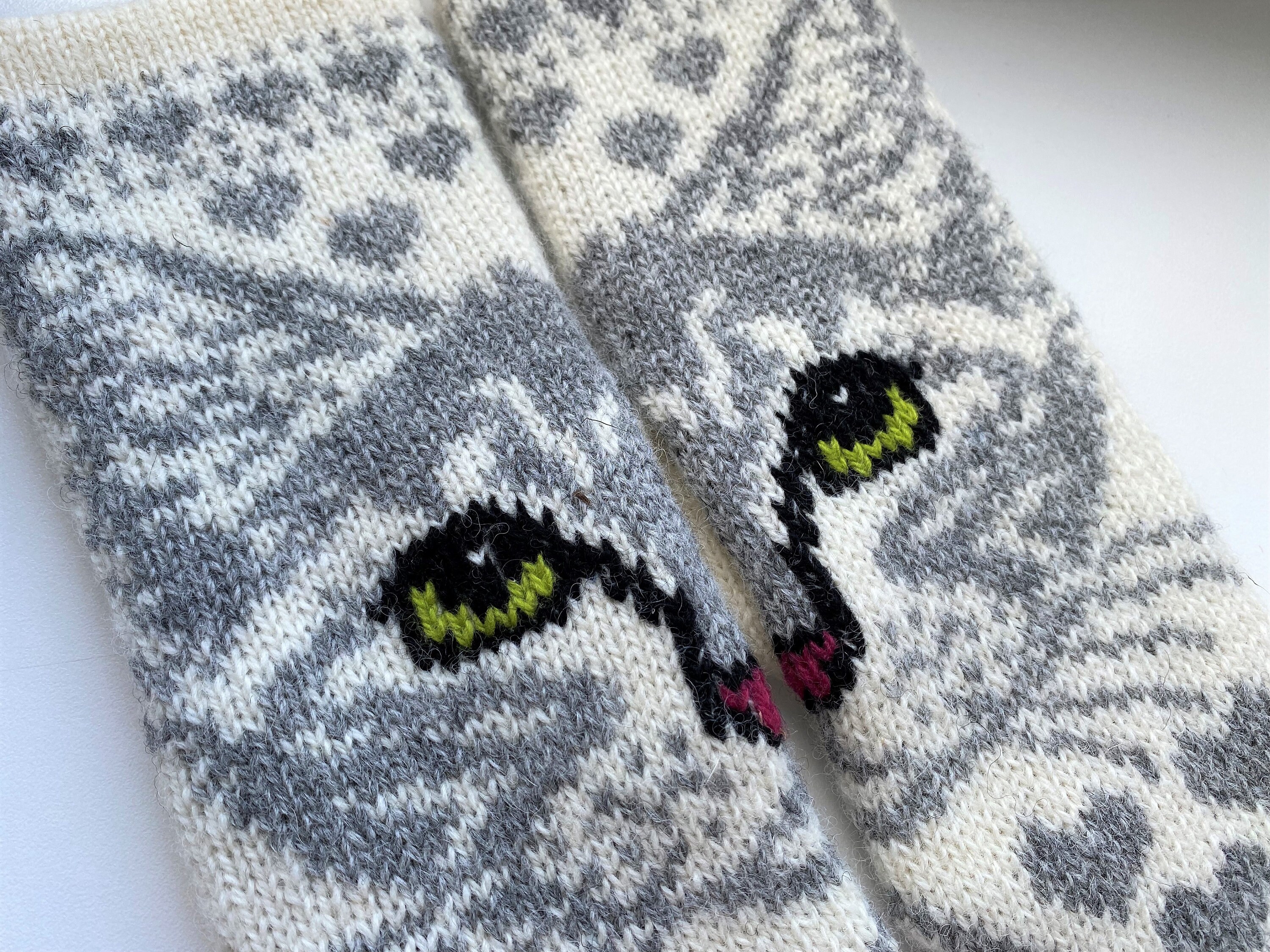 Mitaines Tricotées Sans Doigts Pour Femmes - Broderie Chat - Chaudes, Confortables - Pour Hiver, Sorties, études