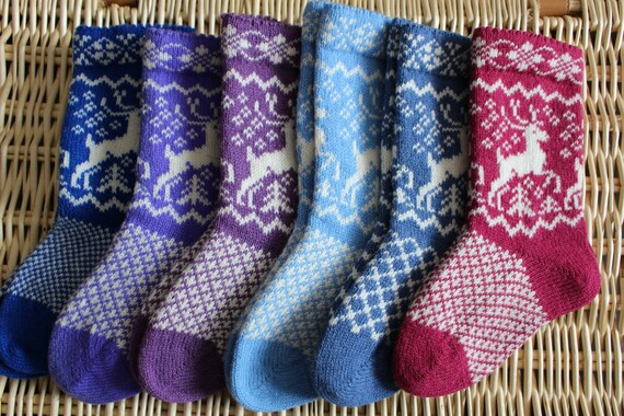 Calzini in lana per bambini calzini a maglia natalizi | Etsy Italia