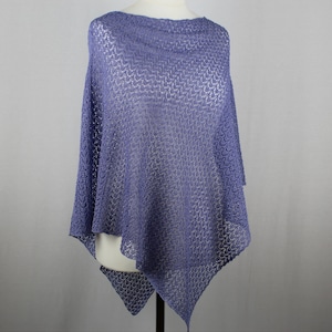 Blue lace poncho, Knit summer poncho, Knit poncho, Lightweight poncho, Womens knitted poncho, Cotton poncho