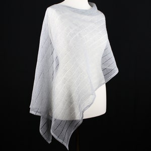 Knit linen poncho, Grey linen poncho, Summer knit poncho, Knitted shawl, Lightweight poncho, Womens linen poncho, Summer shawl