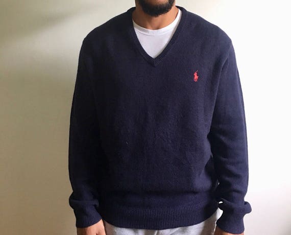 Ralph Lauren Sweater. Navy Sweater. 90s 