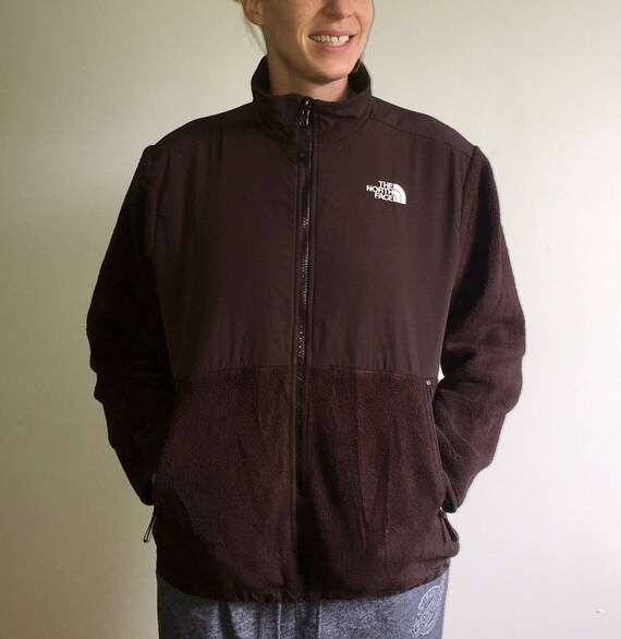 brown north face fleece