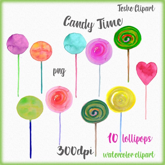 watercolor lollipops clipart hand