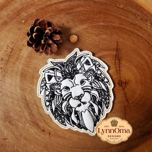 Digital File~ Embroidered Lion Head Coaster Design for Machine Embroidery. 4x4 Hoop. LynnOma Designs