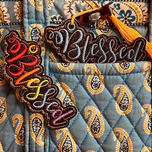 Digital File Embroidered Blessed Fob Bookmark Design for Machine Embroidery. 4x4 Hoop. LynnOma Designs image 5