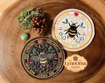 Digital File ~ Embroidered Bee Coaster Design for Machine Embroidery. 4x4 Hoop. LynnOma Designs