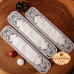 Digital File~ Embroidered Ornate Bookmarks Design for Machine Embroidery. 5x7 Hoop. LynnOma Designs