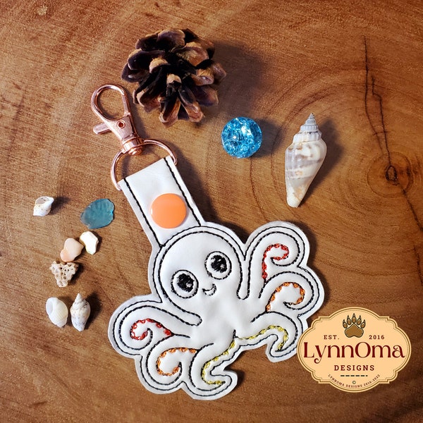 Digital File~ Embroidered Color Me Octopus Key Chain Fob Design for Machine Embroidery. 4x4 Hoop. LynnOma Designs