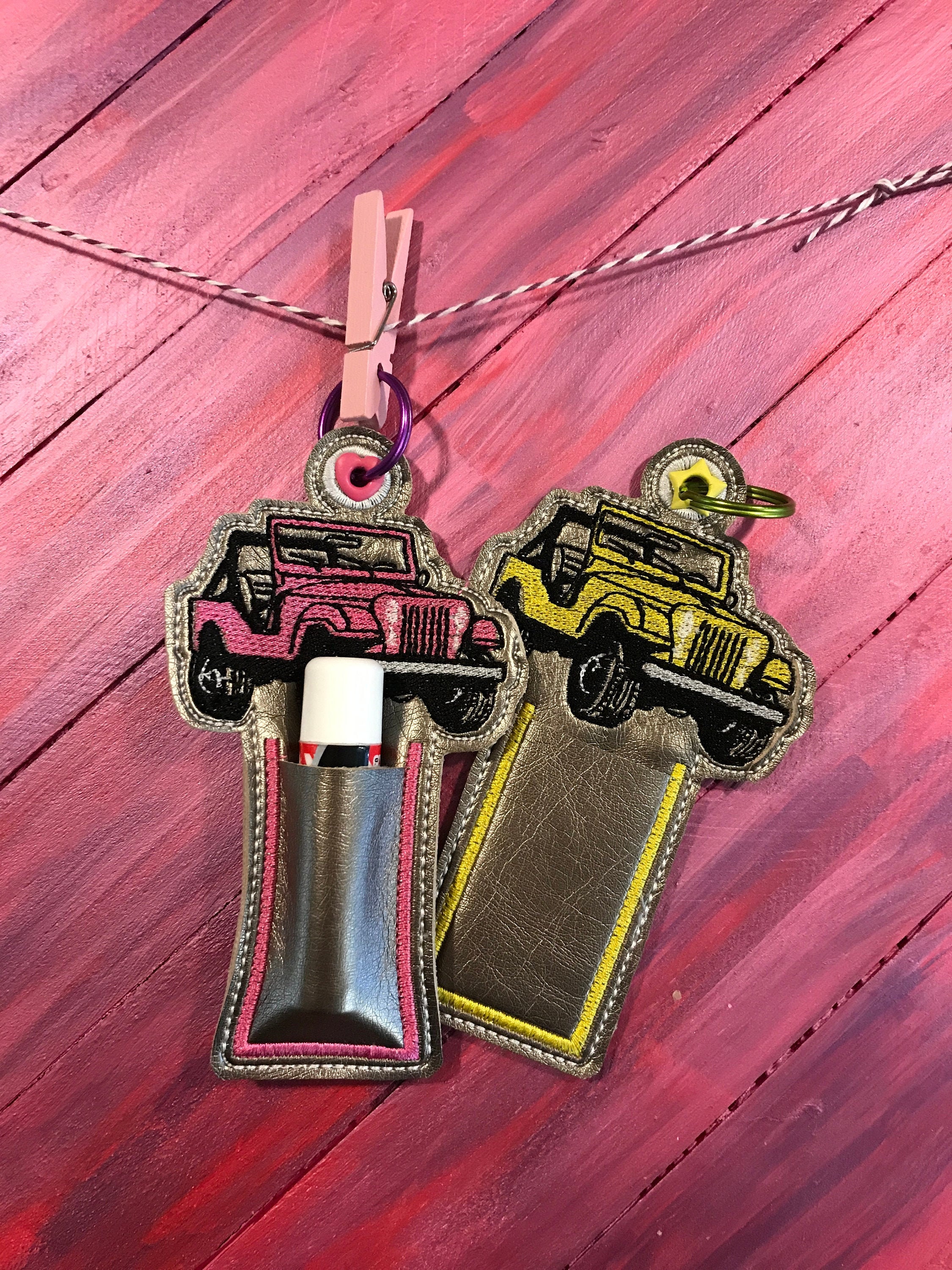 Digital File~Embroidered Jeep Chapstick Lip Balm Holder Design for Machine Embroidery. 5x7 & 4x4 Hoops. Bearly There Art Digital File~Embroidered Jeep Chapstick Lip Balm Holder Design for Machine Embroidery. 5x7 & 4x4 Hoops. Bearly There Art