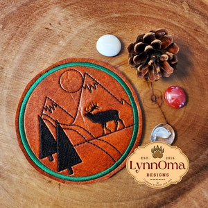Digital File~ Embroidered Wilderness Coaster Design for Machine Embroidery. 4x4 Hoop. LynnOma Designs