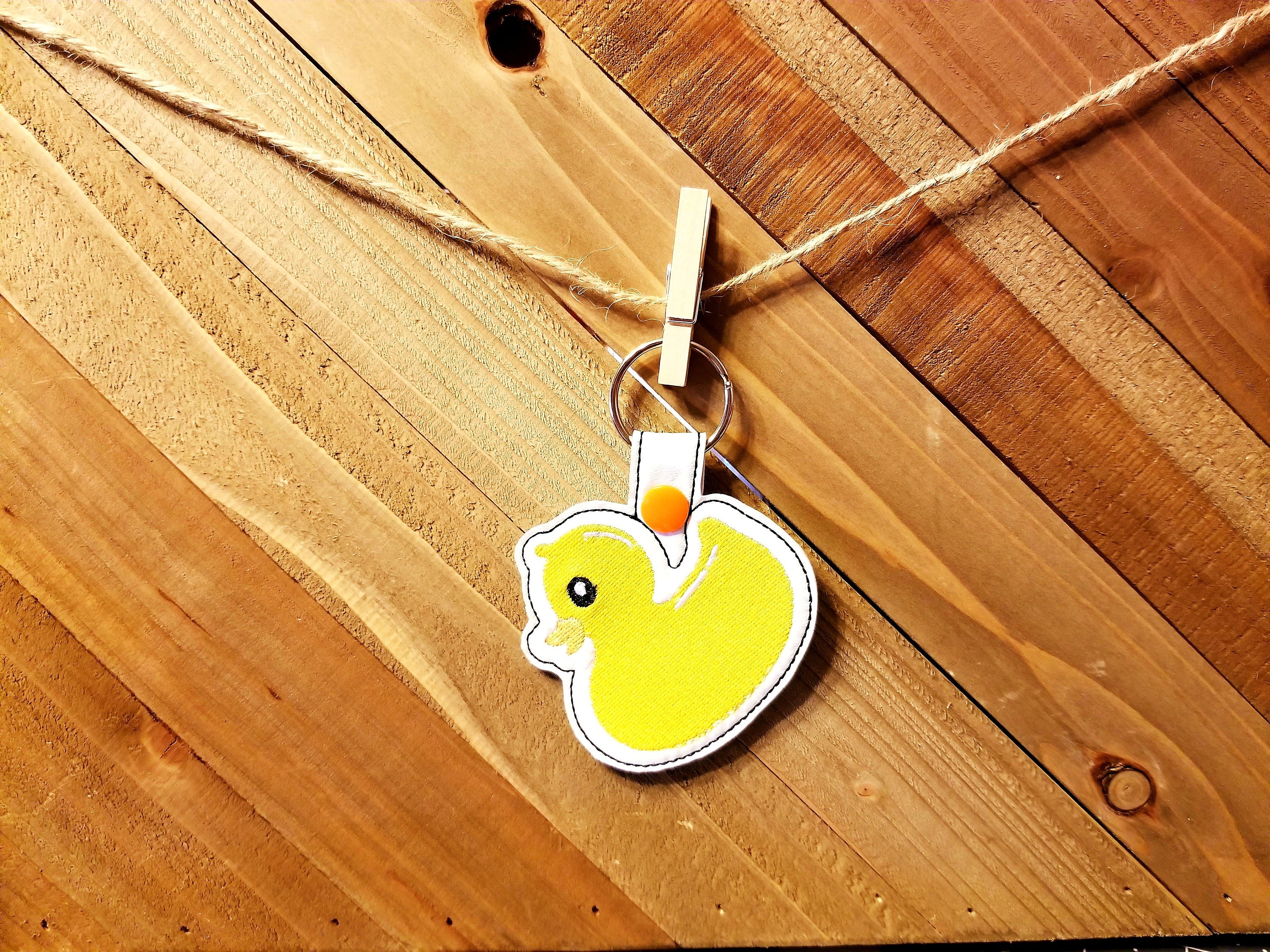 Digital fileembroidered rubber duck 2 snaptab key chain fob  etsy