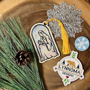 Embroidered Mary and Child Bookmark Design: 4x4 Hoop (Digital File)