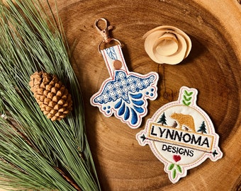 Bluebird Motif Embroidered Keychain Design (Digital File)