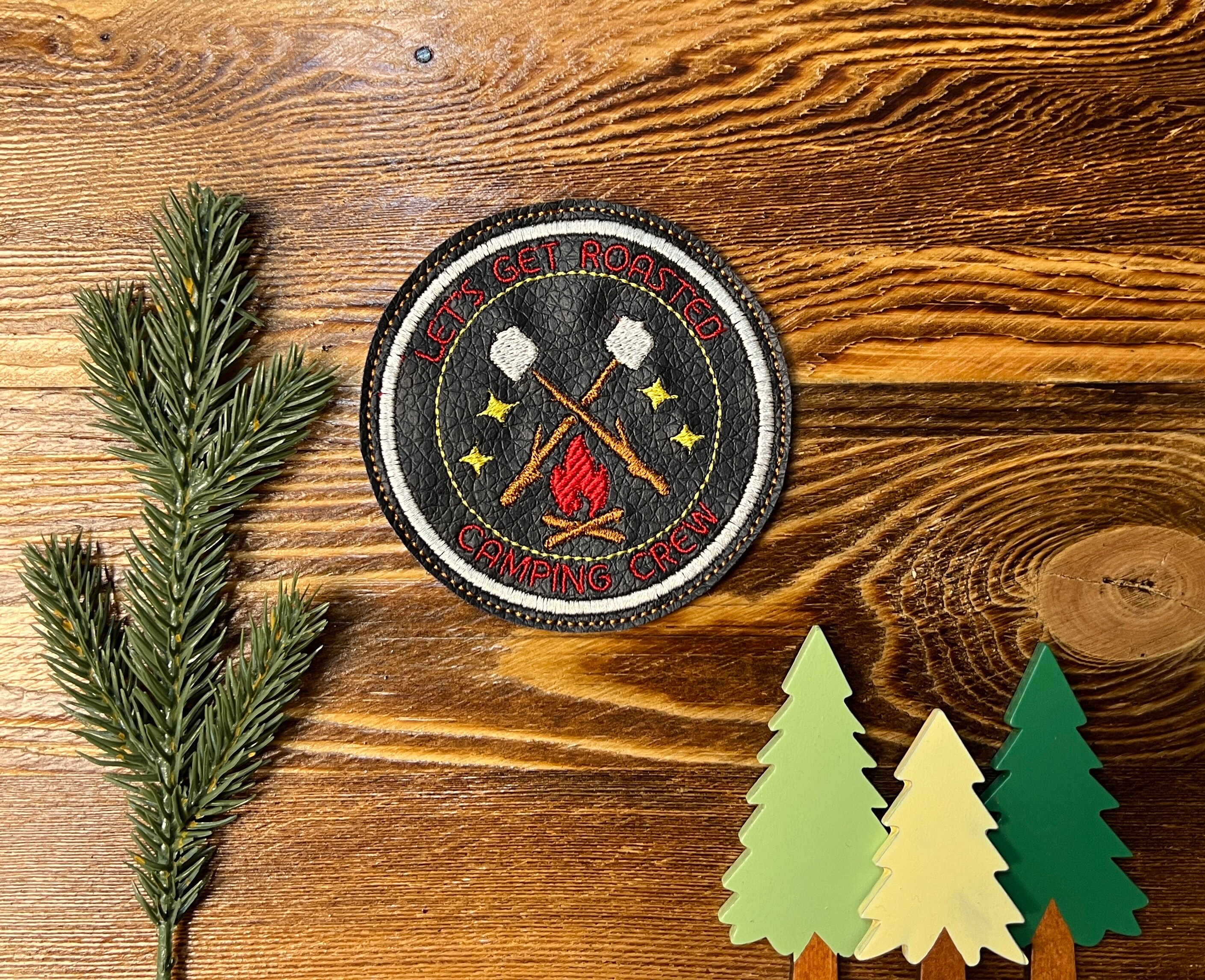 Digital File ~ Embroidered Funny Campfire Coaster Design for