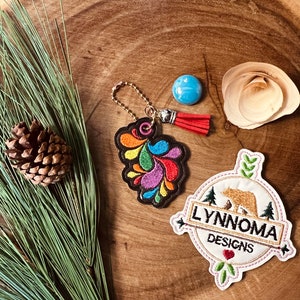Digital File ~Embroidered Rainbow Drop Key Fob Design for Machine Embroidery. 4x4 Hoop. LynnOma Designs