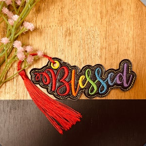 Digital File Embroidered Blessed Fob Bookmark Design for Machine Embroidery. 4x4 Hoop. LynnOma Designs image 6