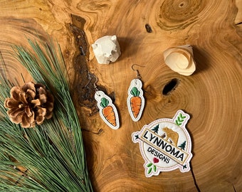 Embroidered Carrot Earrings Design: 4x4 Hoop (Digital File)